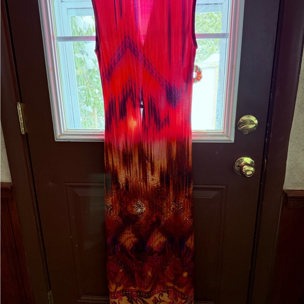 Venus Hot Pink Blue Orange Middle Front Slit Sleeveless Maxi Dress XS - Picture 4 of 8